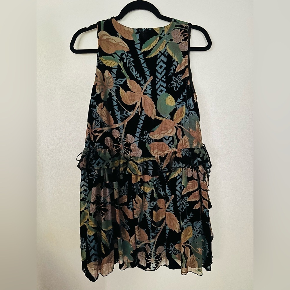 Chelsea & Violet Velvet Burnout Dark Floral Swing Mini Dress XS Fairy Goth Boho - Picture 3 of 9
